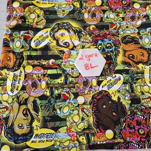 Zombie Attack Bamboo Lycra Custom Stretch Fabric Material Sewing Halloween Retro